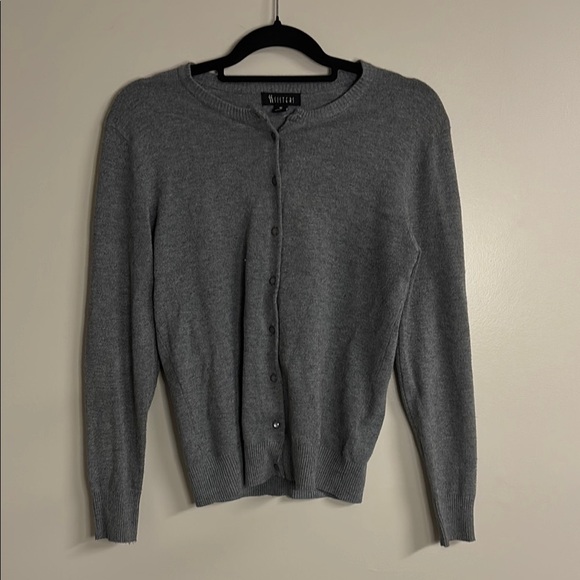 Gray Knit Cardigan Sweater Modal Soft Layering - Picture 1 of 7